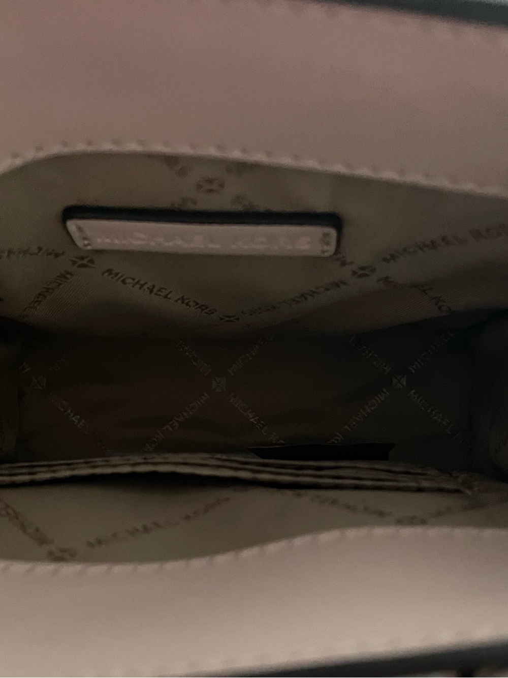 Michael Kors Beige Logo Satchel with Pink Trim - Picture 3 of 6